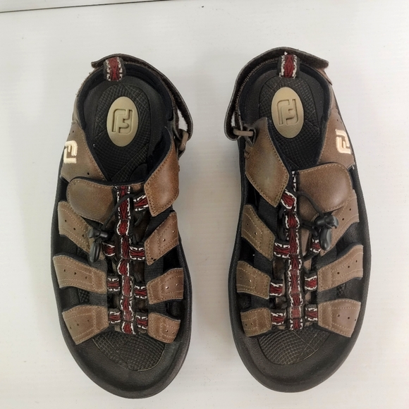 Footjoy Greenjoys Brown Leather Golf Sandals with Adjustable Heel Strap Sz 10 - Picture 12 of 12